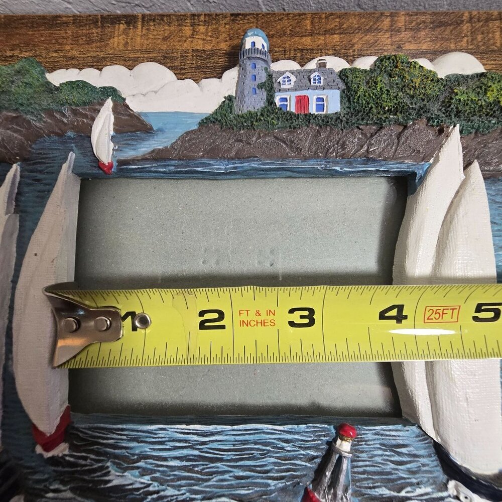 3D Lighthouse Nautical With Sailboats Frame Resin Design Holds 4 x 3 Inch Photo - Picture 14 of 15
